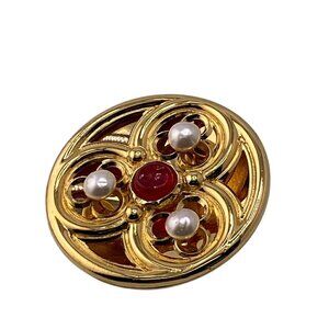 CHANEL Red Brooch